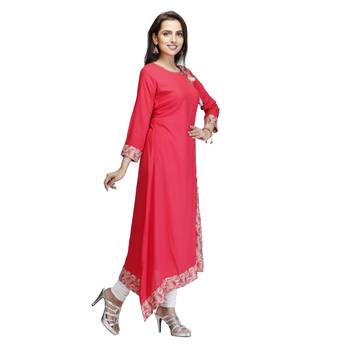 Pink printed cotton kurtas-and-kurtis 4