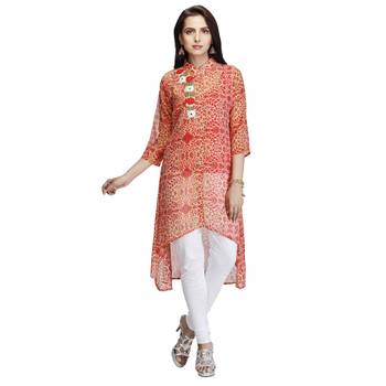 Red embroidered georgette kurtas-and-kurtis 1
