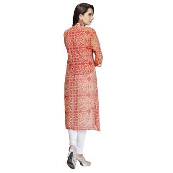 Red embroidered georgette kurtas-and-kurtis 2