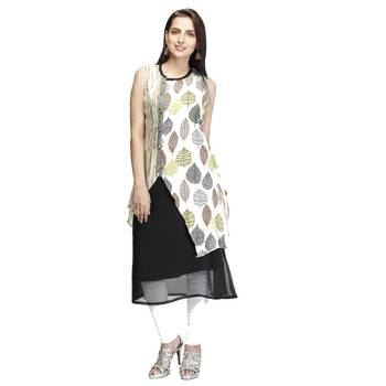 Black printed georgette kurtas-and-kurtis 1