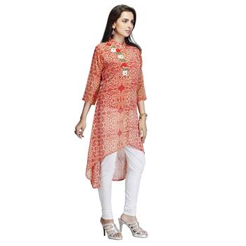 Red embroidered georgette kurtas-and-kurtis 4