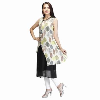 Black printed georgette kurtas-and-kurtis 3