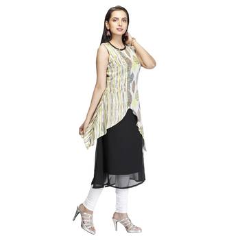 Black printed georgette kurtas-and-kurtis 4