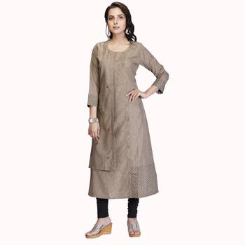 Brown embroidered cotton kurtas-and-kurtis 1