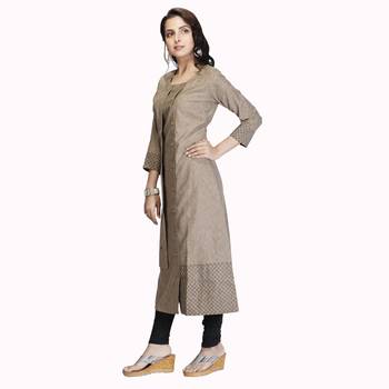Brown embroidered cotton kurtas-and-kurtis 3