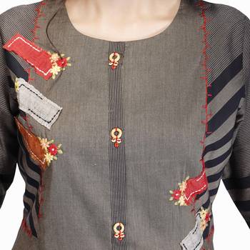 Olive embroidered cotton kurtas-and-kurtis 5