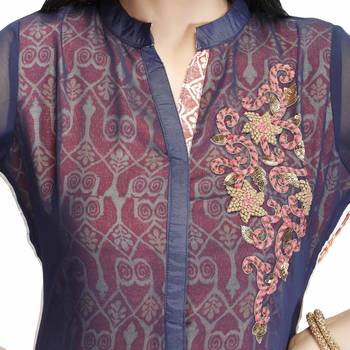 Navy-blue embroidered georgette kurtas-and-kurtis 5