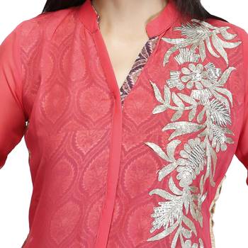 Pink embroidered georgette kurtas-and-kurtis 5
