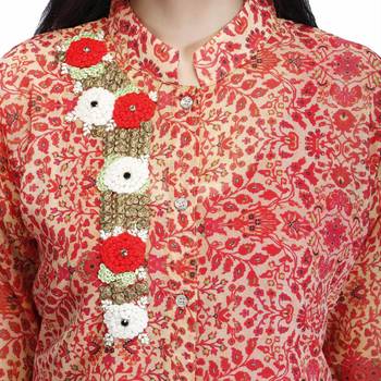 Red embroidered georgette kurtas-and-kurtis 5