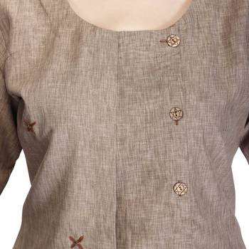 Brown embroidered cotton kurtas-and-kurtis 5