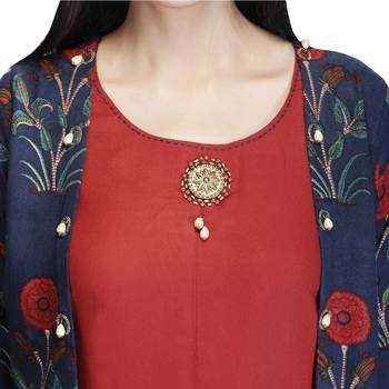 Maroon printed rayon kurtas-and-kurtis 5