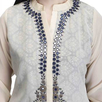 Cream embroidered georgette kurtas-and-kurtis 5