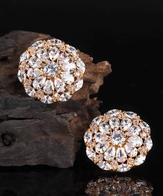 White Gold Plated Stone Earrings 1