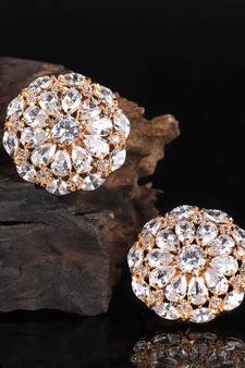 White Gold Plated Stone Earrings