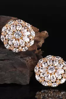 White Gold Plated Stone Earrings