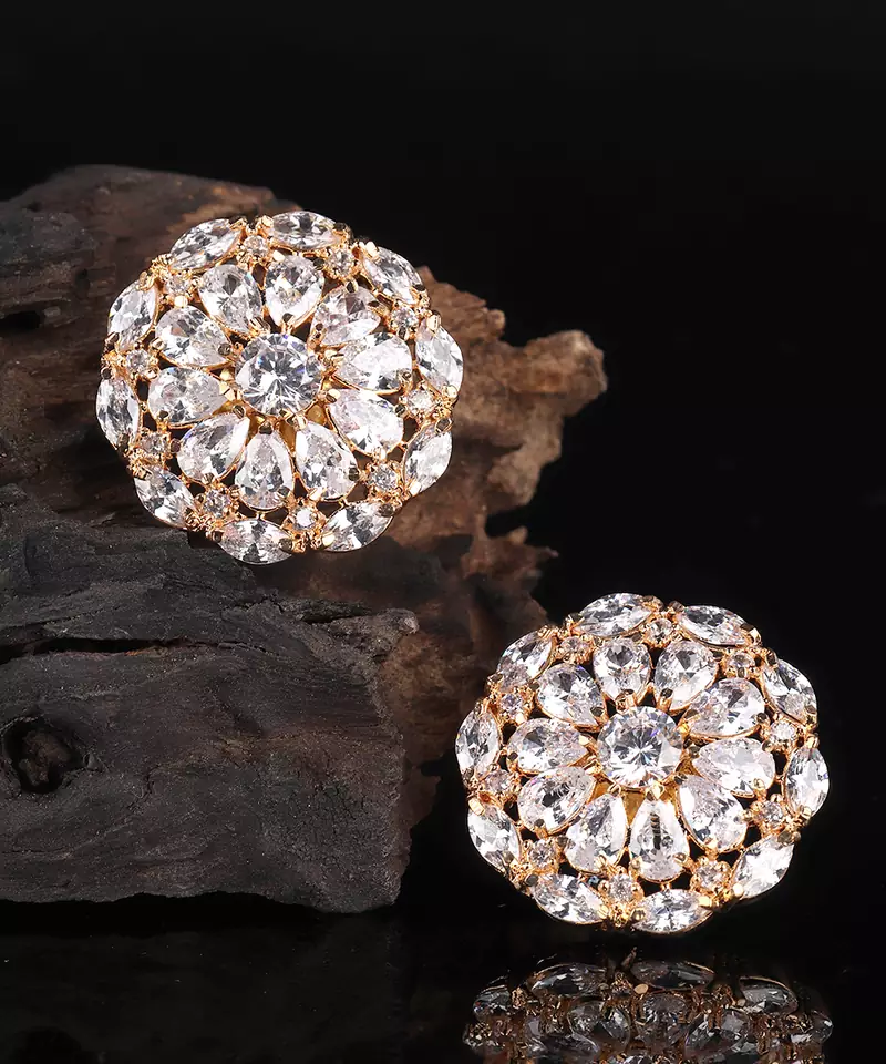 White Gold Plated Stone Earrings