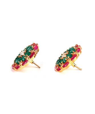 Green Gold Plated Stone Earrings 3