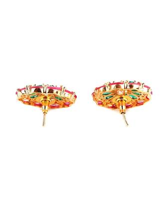Green Gold Plated Stone Earrings 4