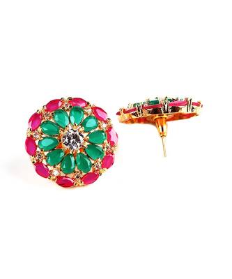 Green Gold Plated Stone Earrings 5