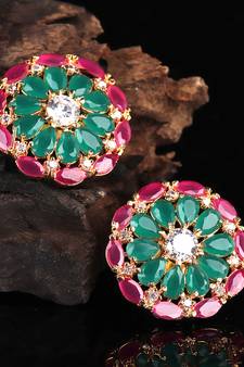 Green Gold Plated Stone Earrings