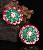 Green Gold Plated Stone Earrings