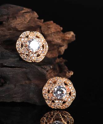White Gold Plated Stone Earrings 1