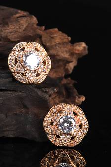 White Gold Plated Stone Earrings