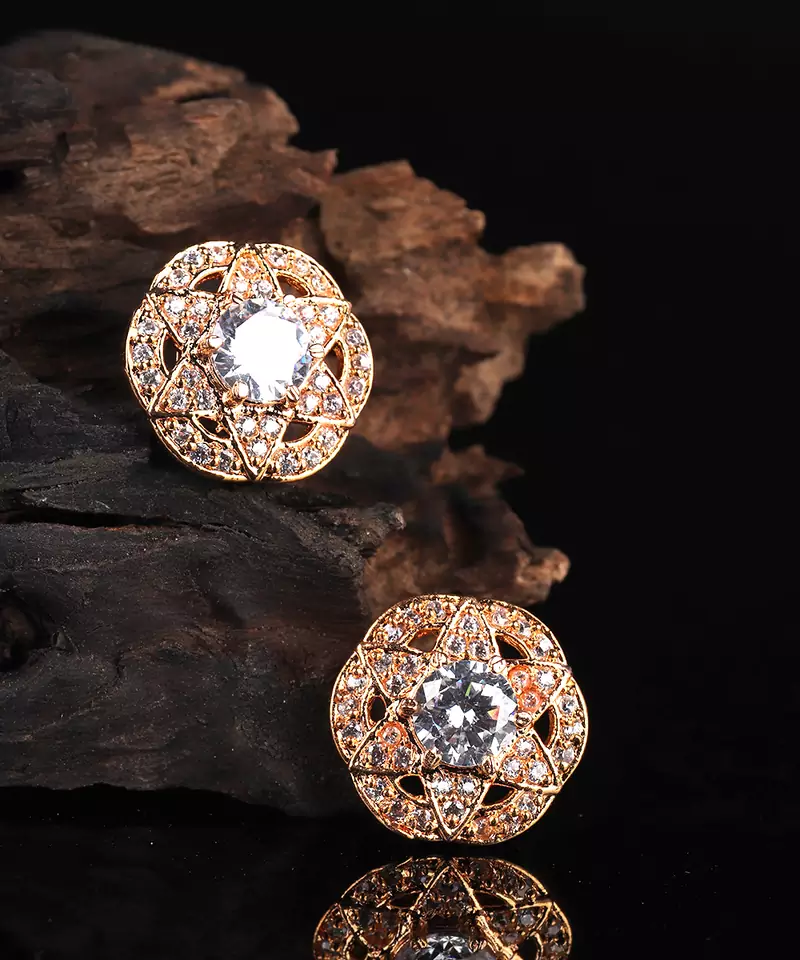 White Gold Plated Stone Earrings