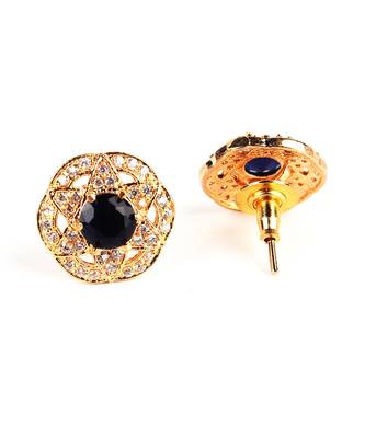 Black Gold Plated Stone Earrings 5