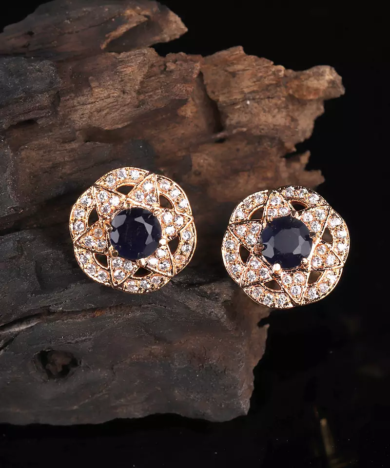 Black Gold Plated Stone Earrings