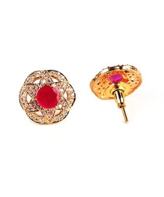 Red Gold Plated Stone Earrings 5