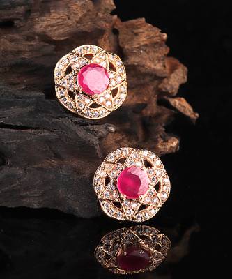 Red Gold Plated Stone Earrings 1