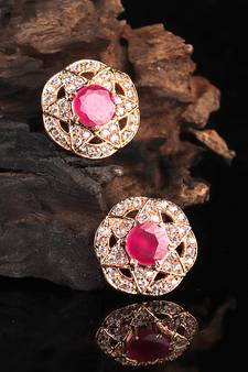 Red Gold Plated Stone Earrings