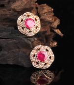 Red Gold Plated Stone Earrings