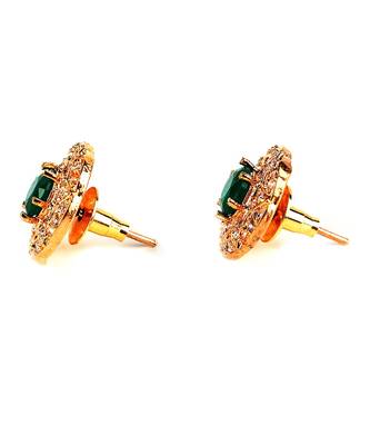 Green Gold Plated Stone Earrings 3
