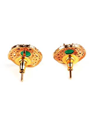 Green Gold Plated Stone Earrings 4