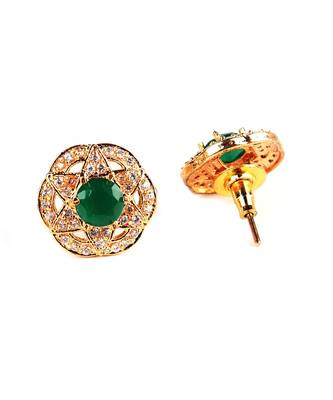 Green Gold Plated Stone Earrings 5