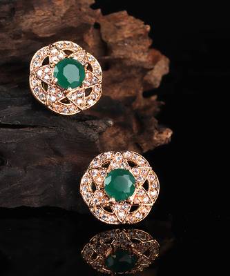 Green Gold Plated Stone Earrings 1