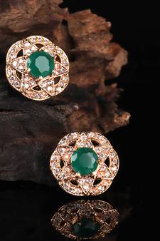 Green Gold Plated Stone Earrings