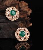 Green Gold Plated Stone Earrings