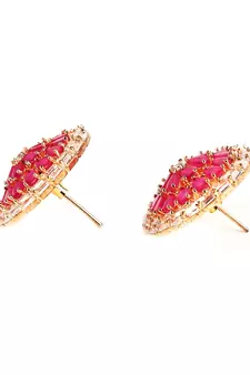 Pink Gold Plated Stone Earrings