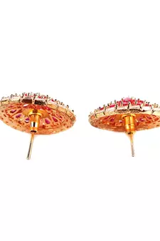 Pink Gold Plated Stone Earrings