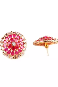 Pink Gold Plated Stone Earrings
