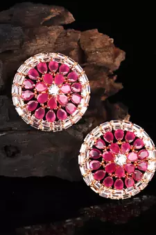Pink Gold Plated Stone Earrings
