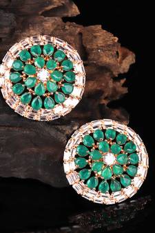 Green Gold Plated Stone Earrings