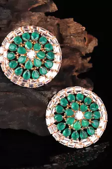 Green Gold Plated Stone Earrings