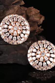 White Gold Plated Stone Earrings