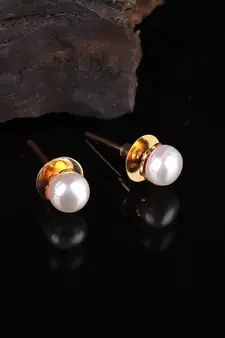 White Gold Plated Stone Earrings