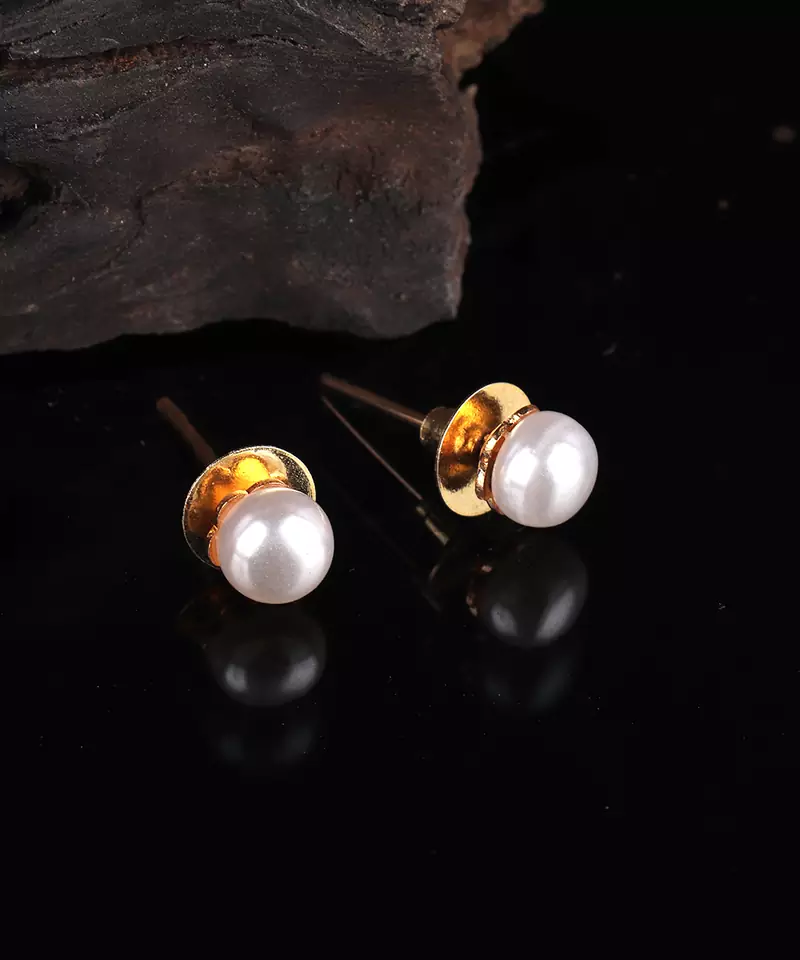 White Gold Plated Stone Earrings