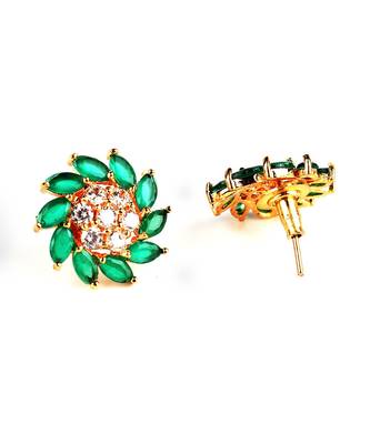 Green Gold Plated Stone Earrings 5